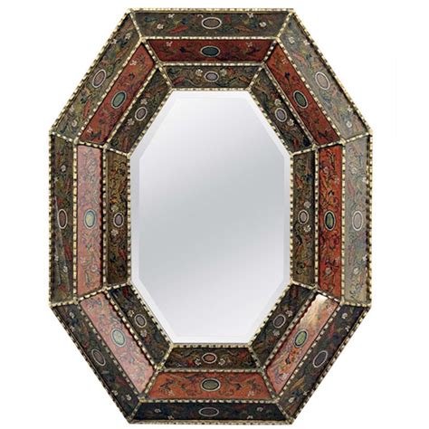 Reverse Painted Glass Framed Mirror At 1stdibs Glass Framed Mirrors