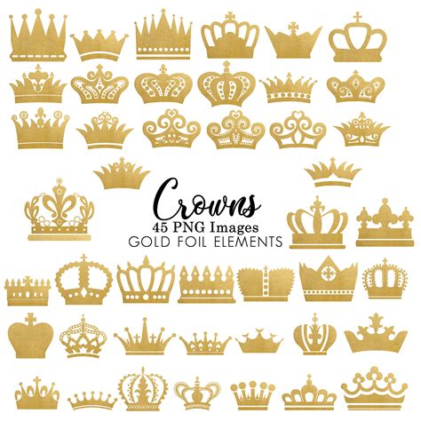 Buy Gold Foil Crown Clipart Clip Art Instant Download Prince Online In