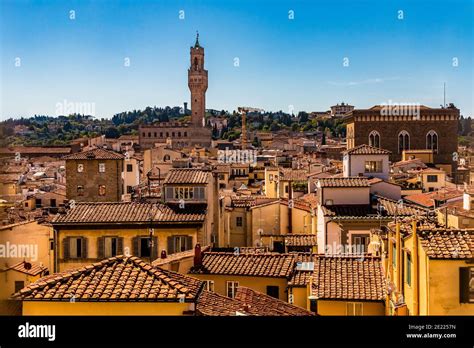 beautiful panoramic rooftop view overlooking the historic centre of florence with the popular