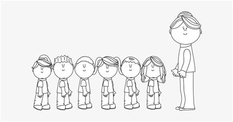 Students Standing In Line Clipart Black