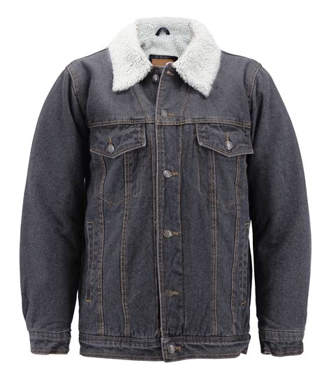 Mens Classic Button Up Sherpa Fleece Lined Cotton Denim Trucker Jean