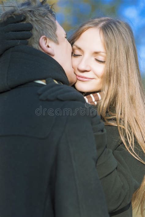 Couple Kissing Outdoors Together Stock Image Image Of Blond