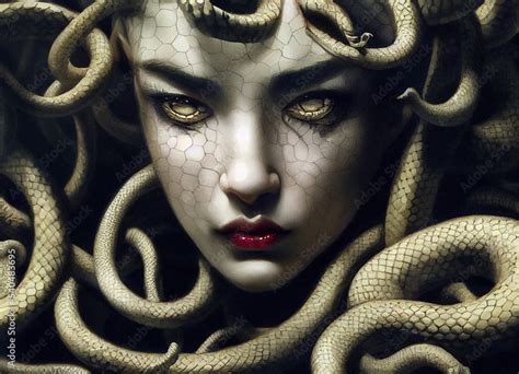 Gorgon Medusa Greek Mythology Digital Illustration Stock Illustration
