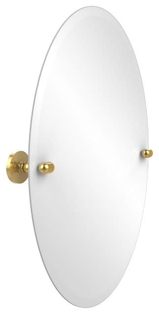 Amazon com lqy bathroom mirror solid wood round vanity mirror. 29" X 21" Oval Tilt Mirror, Polished Brass - Contemporary ...