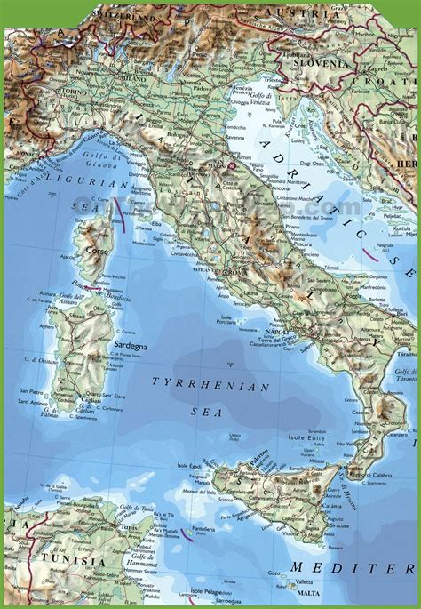 Large Physical Map Of Italy Map Of Italy Cities Italy Map Italy