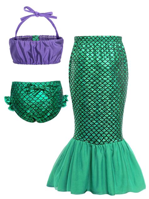 Amzbarley Girls Swimsuit For Kids Toddler Mermaid Two Piece Bikini Set