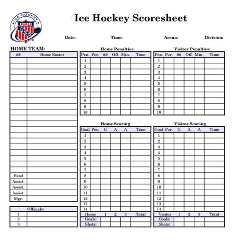 Free 8 Sample Hockey Score Sheet Templates In Pdf