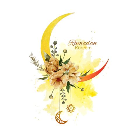 Premium Vector Watercolor Of Crescent Moon For Ramadan Kareem With