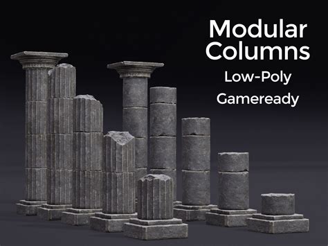 3d Model Modular Columns Vr Ar Low Poly Cgtrader