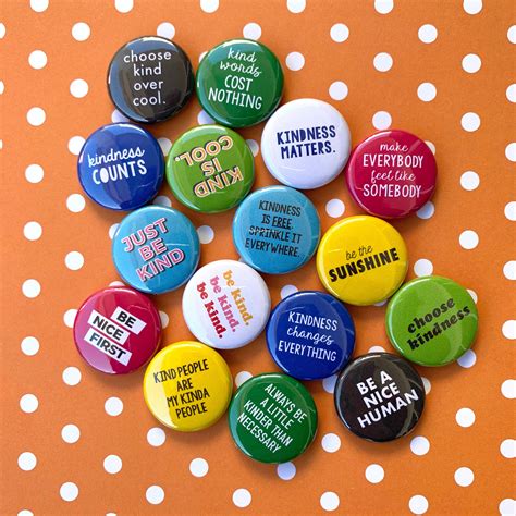 Mega Kindness Buttons Set Of 16 Be Kind Flair Pin Badge Etsy Uk