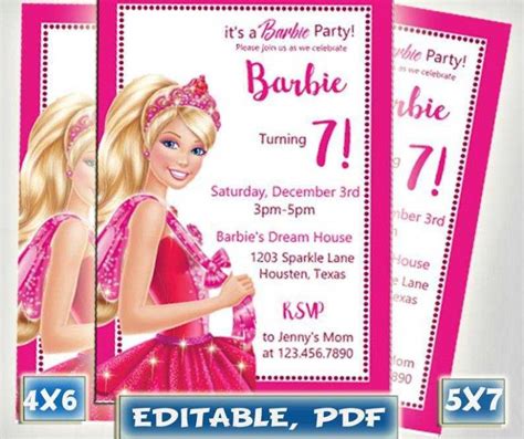 barbie party invite template