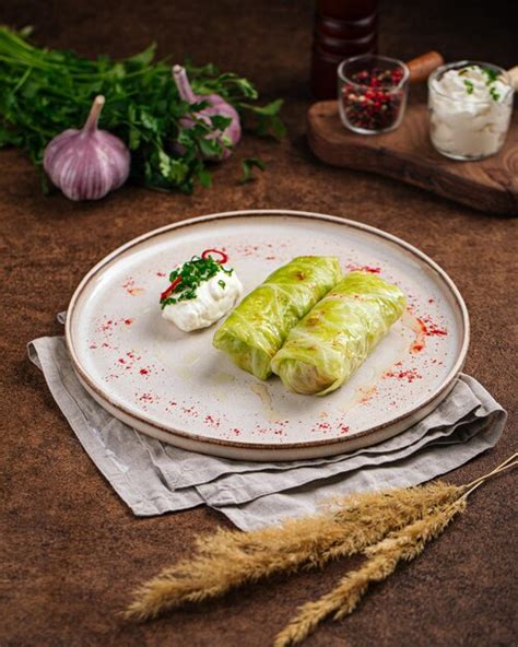 Premium Photo Portion Of Russian Stuffed Cabbage Leaves Golubtsy