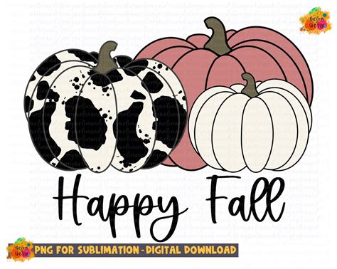 Happy Fall Pumpkin Png Sublimation Design Download Fall Etsy