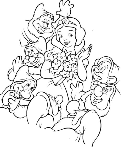 Snow White And The Seven Dwarfs Coloring Page And Book Coloring Home