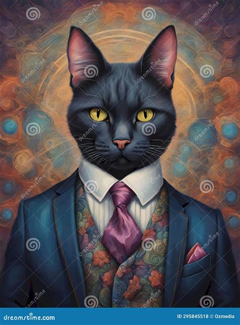 Cool Cat In A Suit Stock Illustration Illustration Of Hipster 295845518