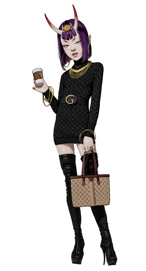 diathorn shuten douji fate fate grand order fate series louis vuitton brand absurdres