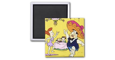 Fred Flintstone Wilma Barney And Betty Fiesta Magnet Zazzle