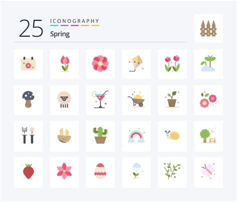 Paquete De íconos Spring 25 Flat Color Que Incluye Flora Cometa Rosa