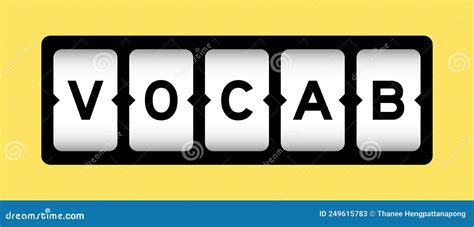 Black In Word Vocab On Slot Banner With Yellow Color Background Stock
