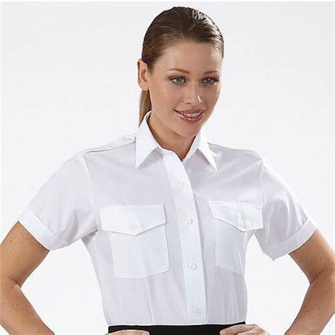 Womens Aviatrix Pilot Shirt Short Sleeve By Van Heusen All White
