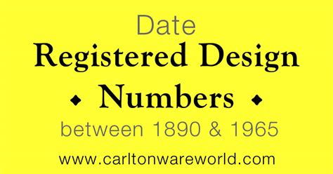 Registered Design Number Dates For Pottery Made From 1890 To 1965