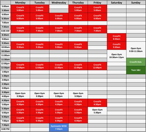 Schedule Crossfit Division