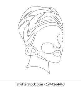 Line Art Portrait African American Woman Stock Vector Royalty Free