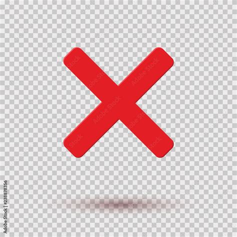 Cross Red Icon Isolated On Transparent Background Symbol No Or X