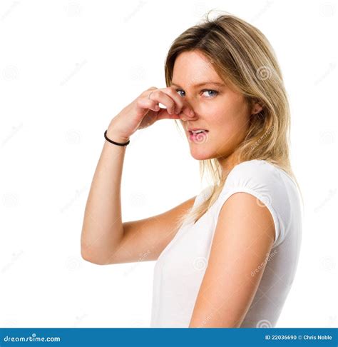 Blonde Woman Pinching Her Nose Stock Photo Image 22036690