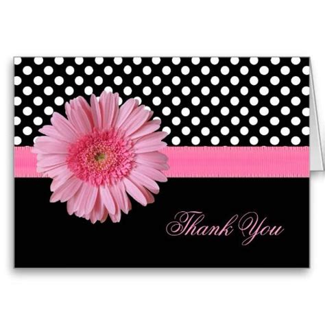 Stylish Polka Dot And Pink Daisy Thank You Card Pink Cards Love Cards