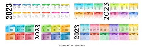Conjunto De Cuatro Calendarios Horizontales Para Vector De Stock