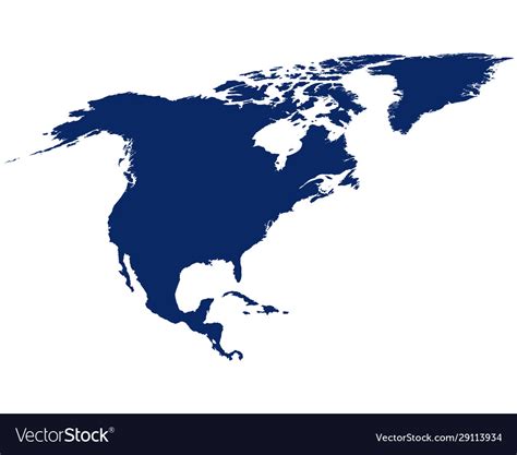 Map North America In Blue Colour Royalty Free Vector Image