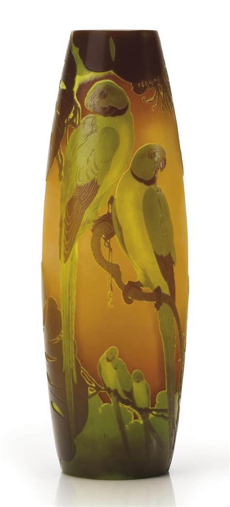 A Large French Parrot Cameo Glass Vase By Emile GallÉ Circa 1900 Christie S
