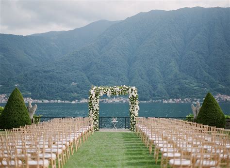 Elegant All White Chuppah For This Lakeside Wedding Ceremony Photo