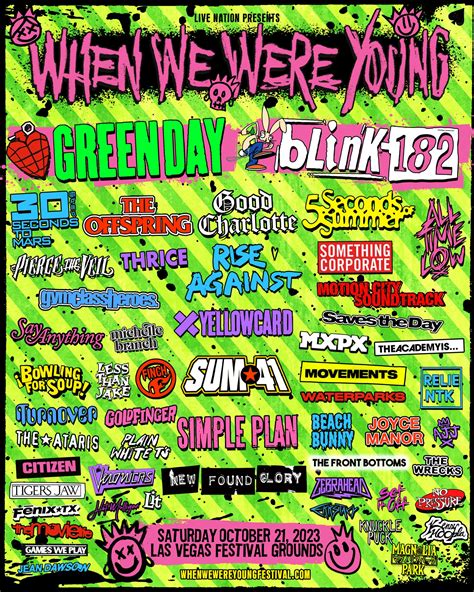 Blink 182 And Green Day Headline Stacked When We Were Young 2023 Lineup