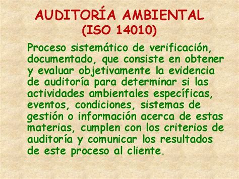 Auditoras Ambientales Auditora Ambiental Iso 14010 Proceso Sistemtico