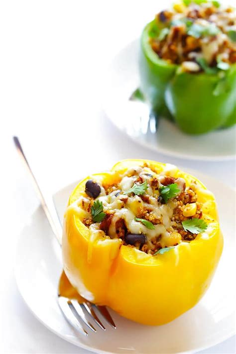 5 ingredient mexican quinoa stuffed peppers gimme some oven