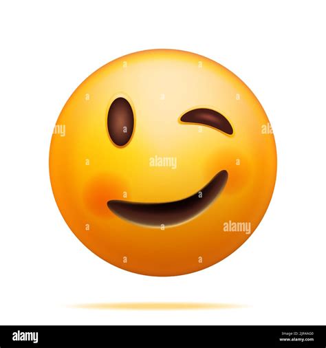 3d Yellow Happy Emoticon With Winking Face Stock Vector Image And Art Alamy