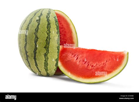 Sliced Sweet Ripe Watermelons Isolated On White Background Stock Photo