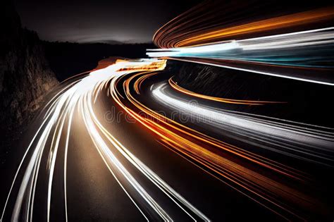 Long Exposure Of Traffic Rushing Past With Streaks Of Light And Motion