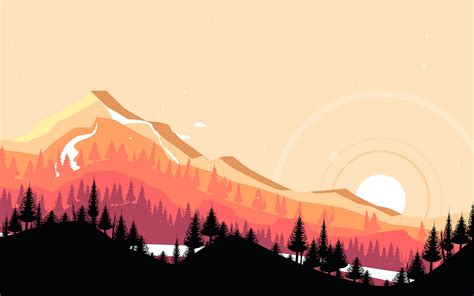 Download Wallpaper 3840x2400 Mountains Sunset Art Vector Landscape