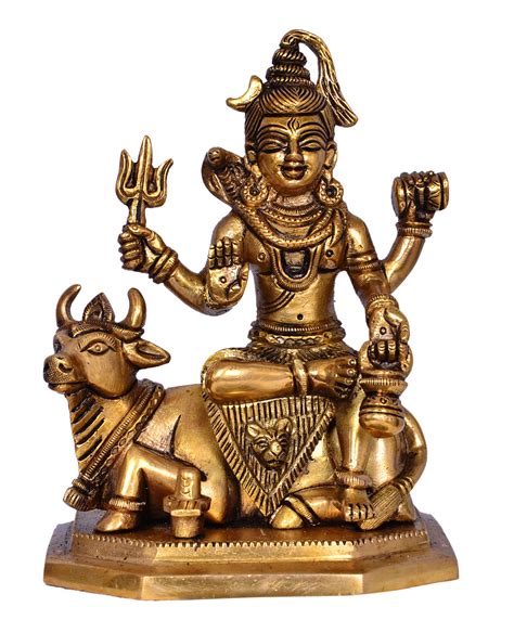 Buy Purpledip Brass Idol Lord Shiva Mahadev And Nandi Solid Brass Metal Statue For Home Temple