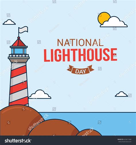 National Lighthouse Day Vector Illustration Suitable Stock Vector