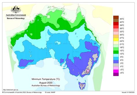Australia Average Minimum Temperature August 2020 Australia Map