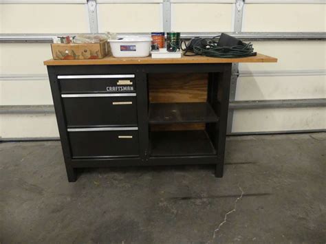 Lot 536 Vintage Craftsman 54 Workbench With 3 Drawers Includes