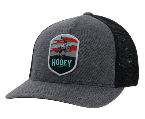 Hooey Mens Cheyenne Grey And Black Logo Flexfit Ball Cap 2344gybk