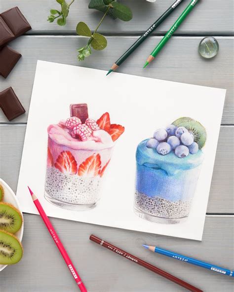 Tasty Coloured Pencil Sketch In Desserts Drawing Color Pencil