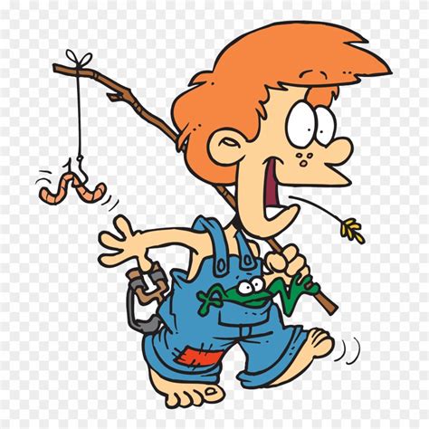 It looks like he's having fun, there's even a little butterfly fluttering around him! Fishing Kids Clipart (#1056893) - PinClipart