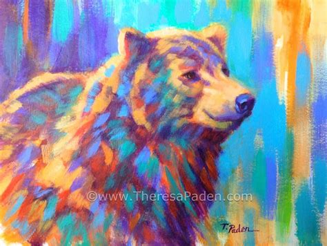 Daily Painters Abstract Gallery Colorful Grizzly Bear Painting By