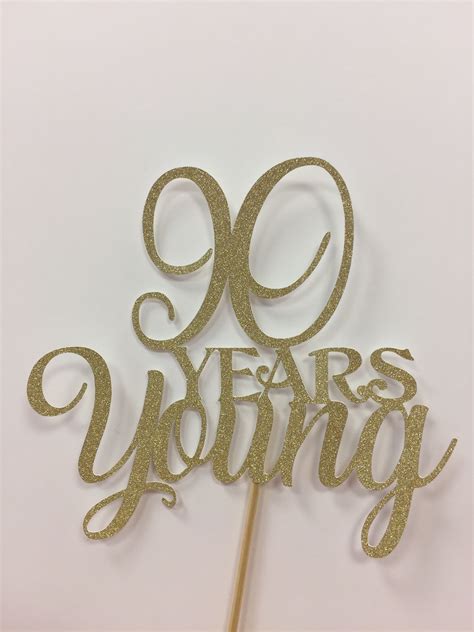 90 Years Young Glitter Card Cake Topper Glitter Cards 90th Birthday